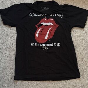 the Rolling Stones Black Tee with Red Tongue Graphic